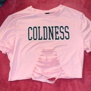 Graphic soft crop tee w slashes